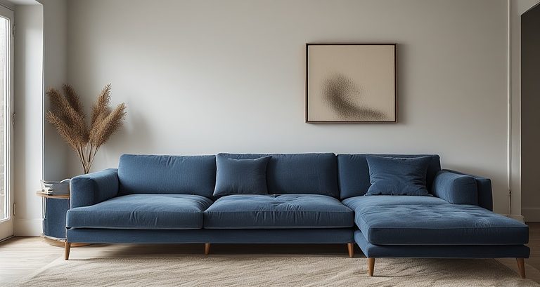 Blue Couch with Bold Colors