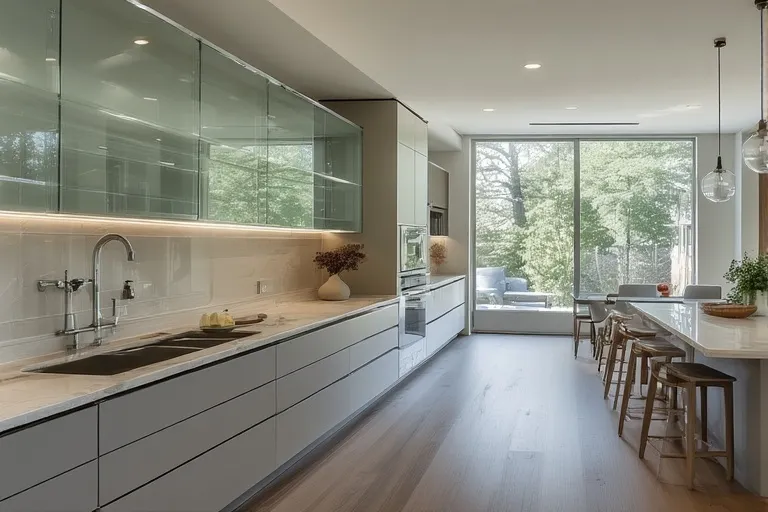 Glass Kitchen Cabinets in Small Spaces