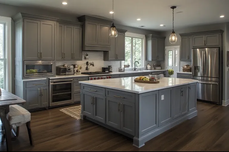 Grey Kitchen Cabinets in Open-Concept Spaces