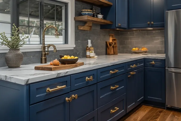 Hardware and Finishes That Elevate Blue Cabinets
