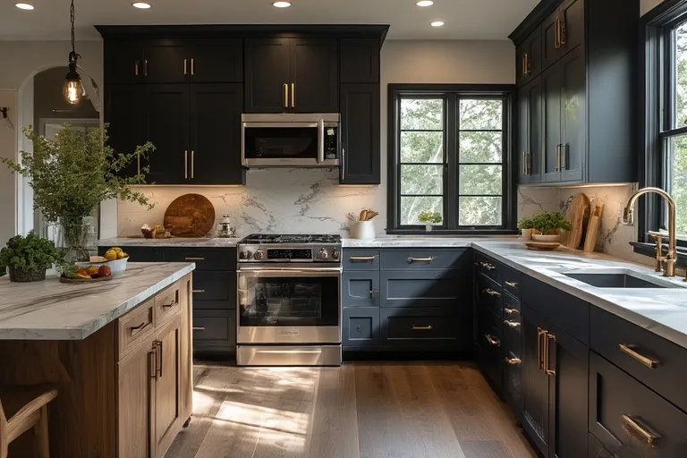 Iron-Ore Kitchen Cabinets as a Focal Point