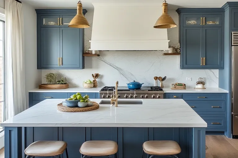 Pairing Colors with Blue Cabinets