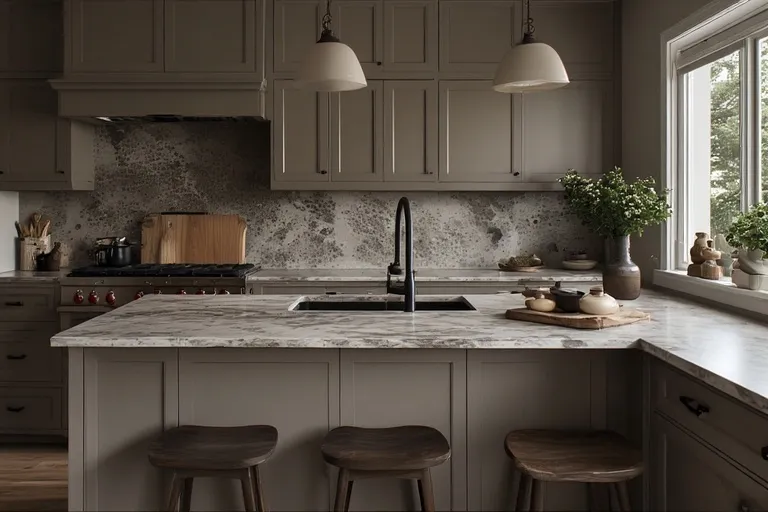 Styling Taupe Cabinets with Countertops