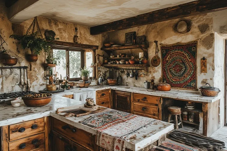 Afrohemian decor kitchen