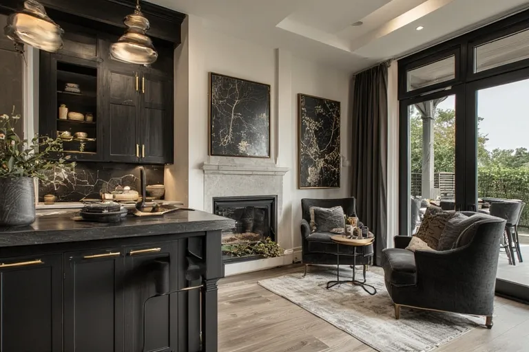 Black and brass hardware