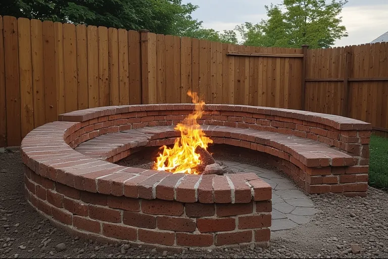 Built-In Brick Firepit for Classic Appeal