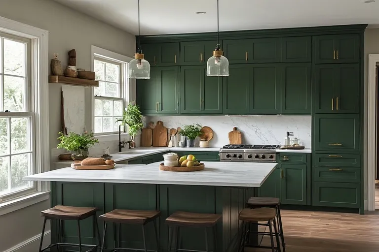 Dark Green Kitchen Cabinets and Sustainability
