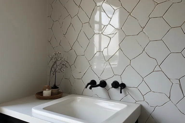 Hexagon tile bathroom walls