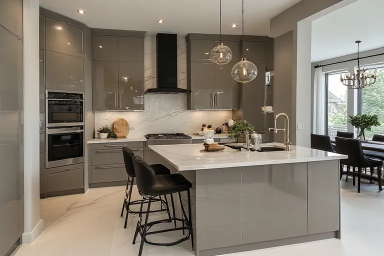 High gloss kitchen cabinets