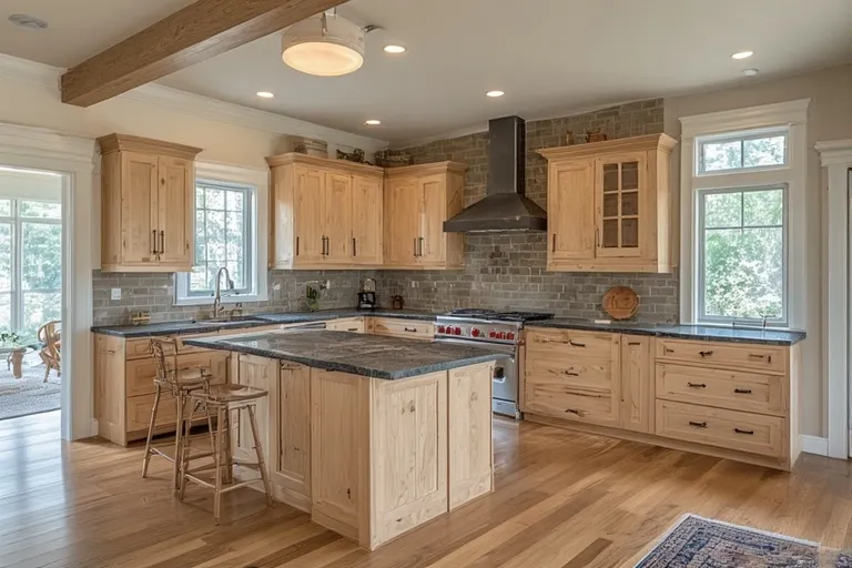 Natural maple kitchen cabinets