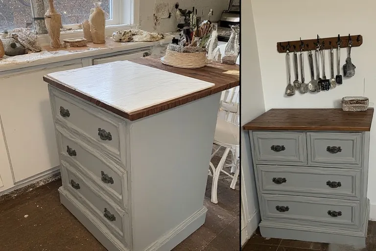 Old Dresser Turned Kitchen Island