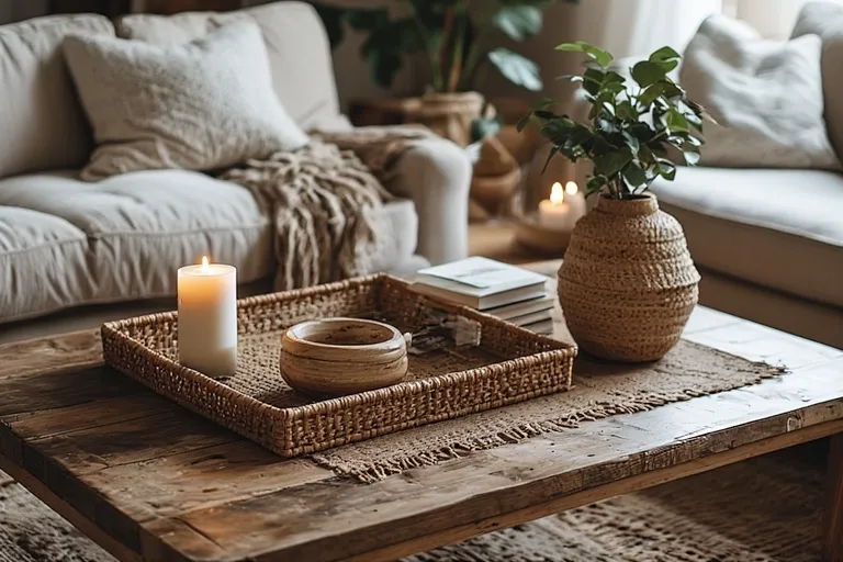 Boho coffee table decor