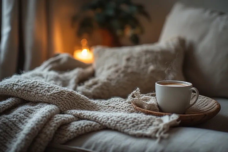 Cozy living room coffee setup