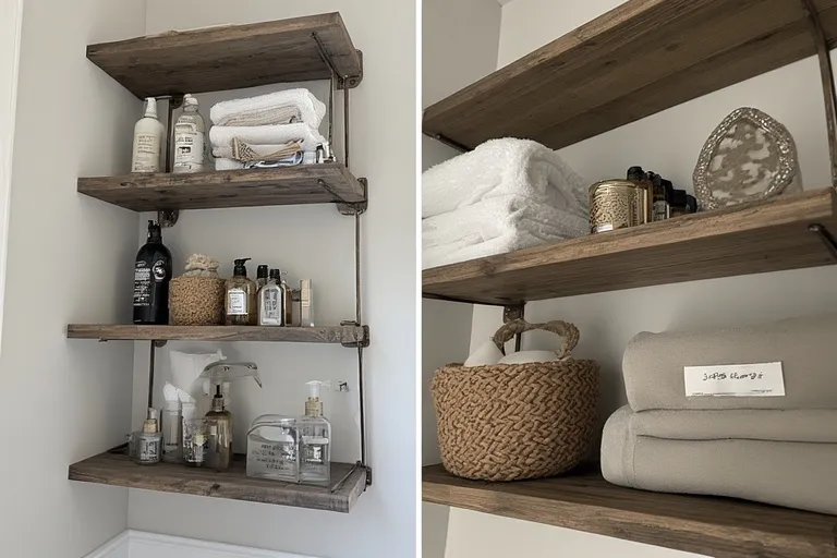 DIY bathroom shelving