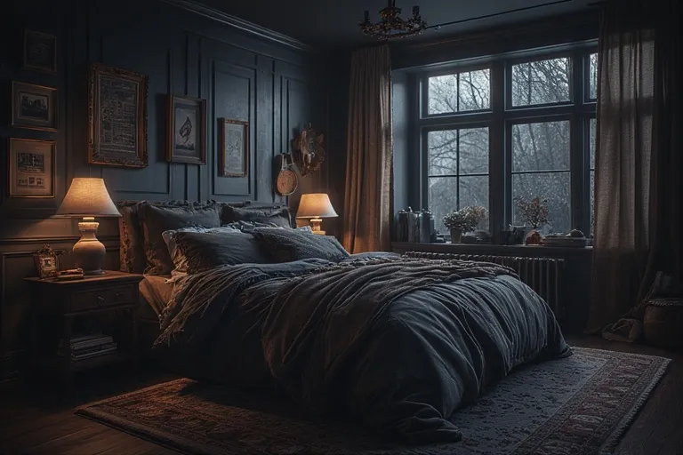 Dark and moody bedroom 