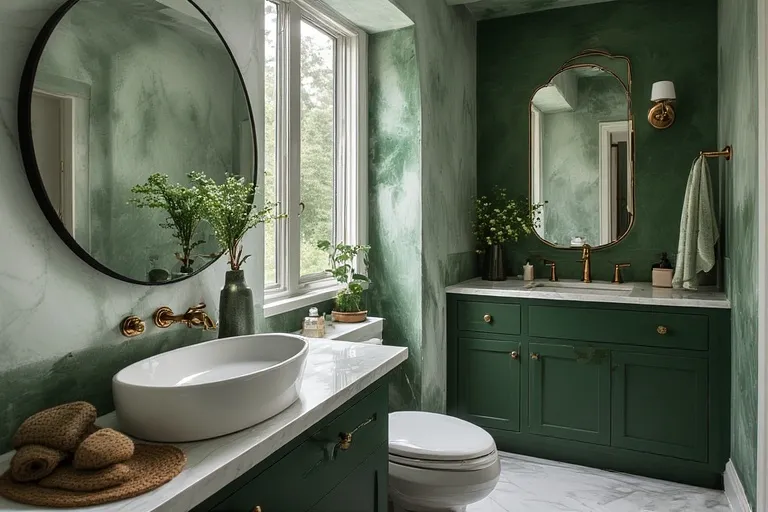 Forest green bathroom