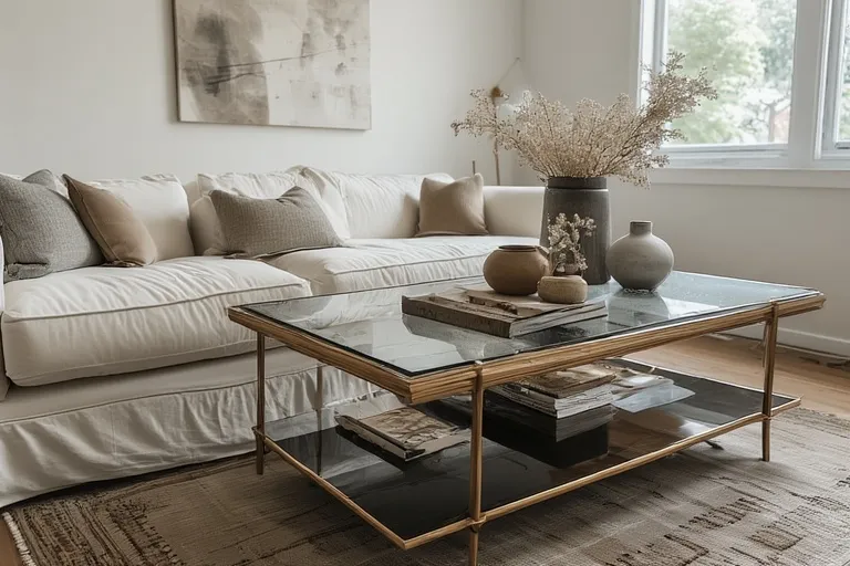 Glass coffee table decor