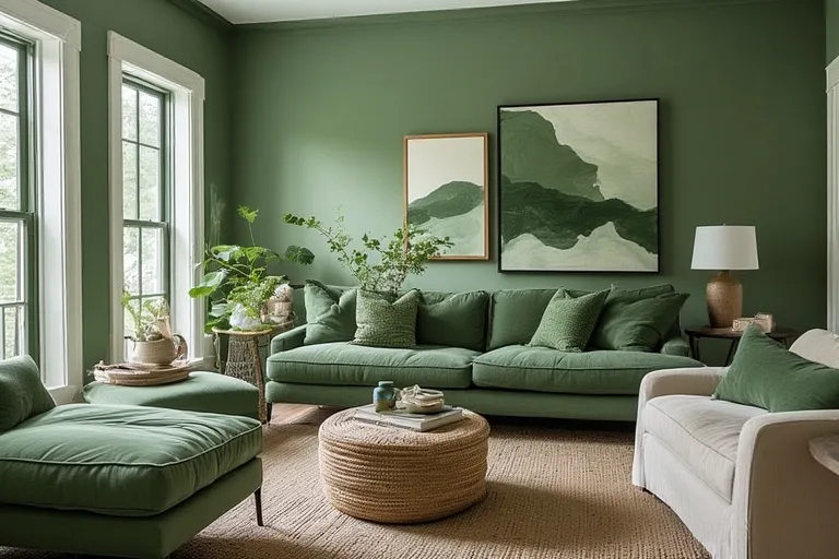 Green living room walls