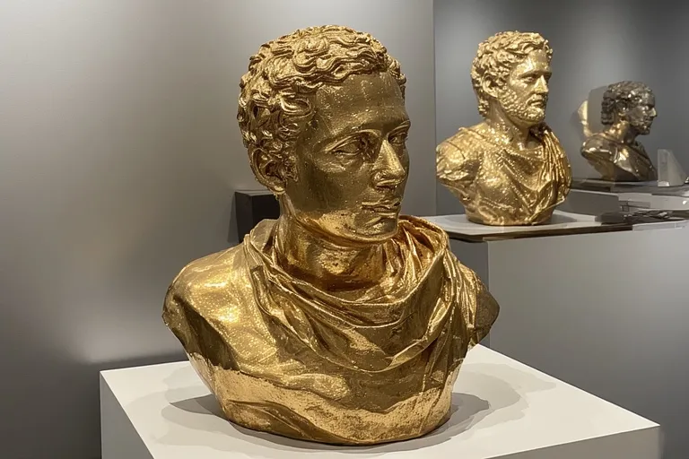 Gold bust sculpture
