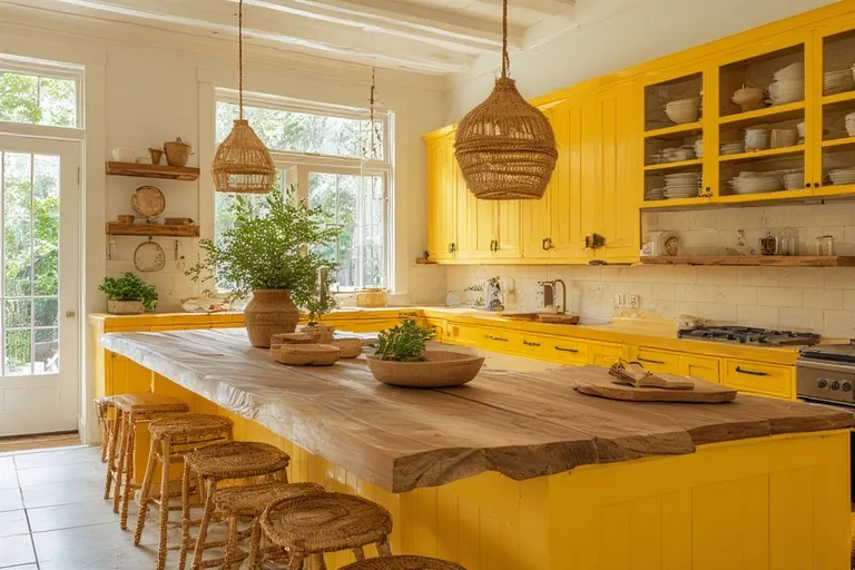Mix Yellow with Natural Materials