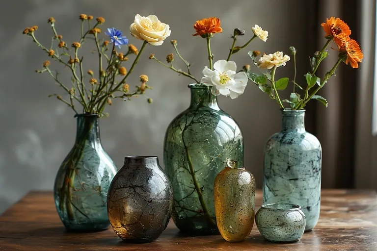 Recycled glass vases