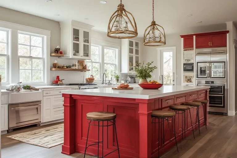 Bold Red Kitchen Cabinets