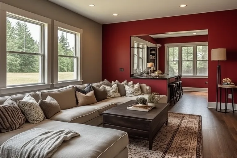 Cherry-red accent wall