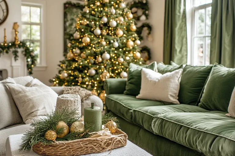 Green and gold Christmas decorations