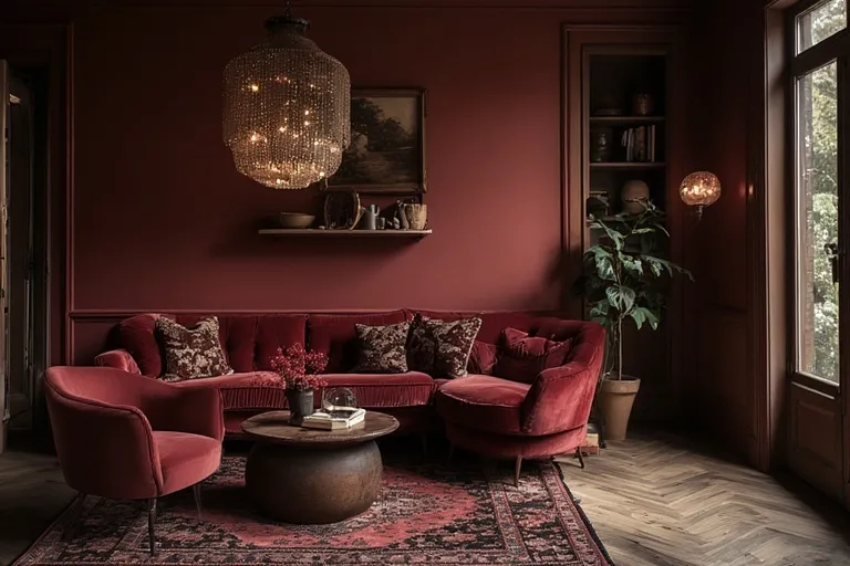 Lighting and Cherry Hue Decor