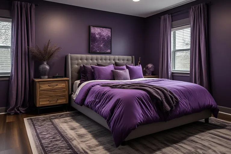 Moody purple bedroom