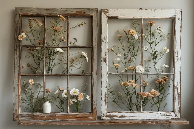Old Window Frames as Wall Art