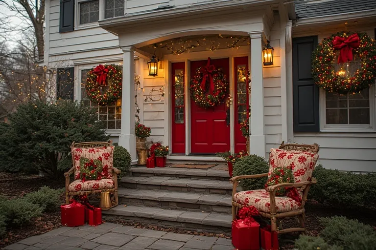 Outdoor Decorations in Red and Gold
