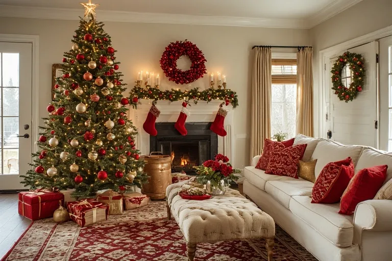 Red and gold Christmas decor