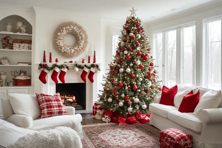 Red and white Christmas tree